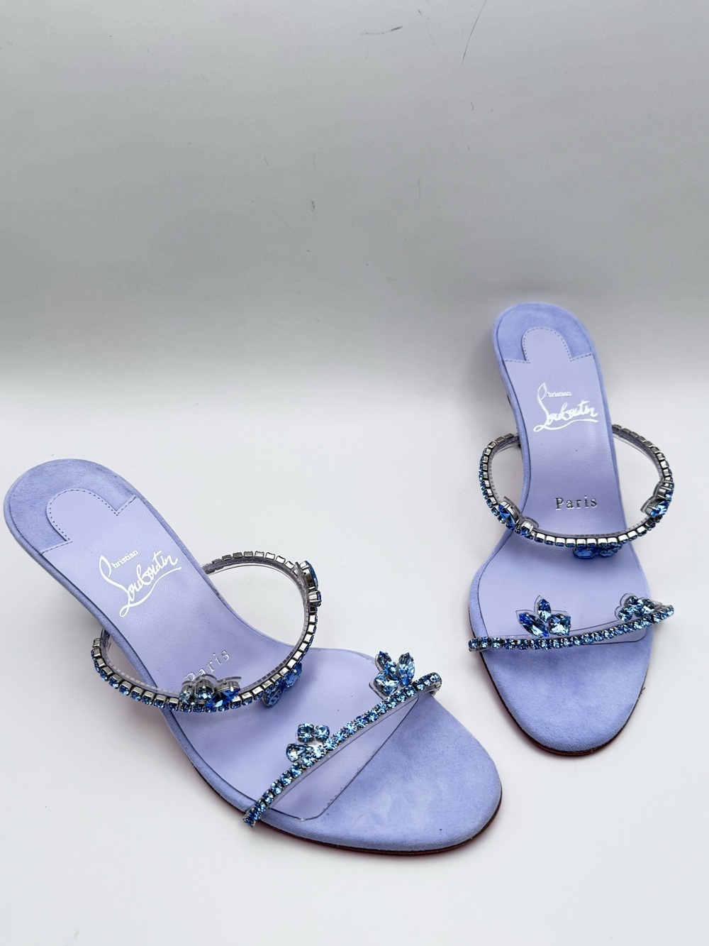 Christian Louboutin Just Queen 70 Rare Crystal Lavender Sandals EU 37.5